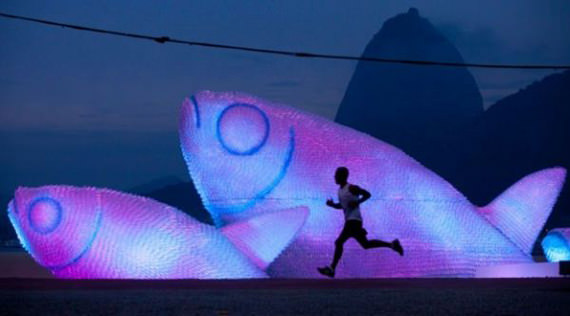 Giant Fish Sculptures Made from Discarded Plastic Bottles in Rio