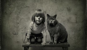 budak comel dengan kucing