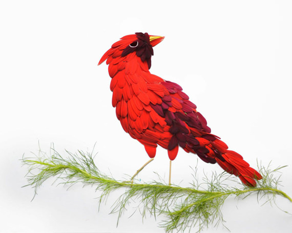 narth cardinal Gambar Burung yang Sangat Cantik Dihasilkan Daripada Kelopak Bunga