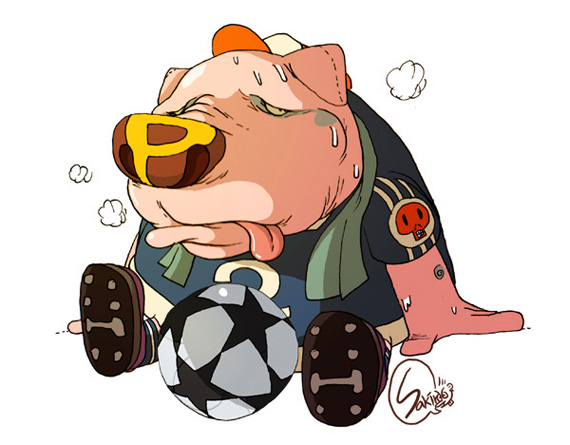 Babi main bola sepak