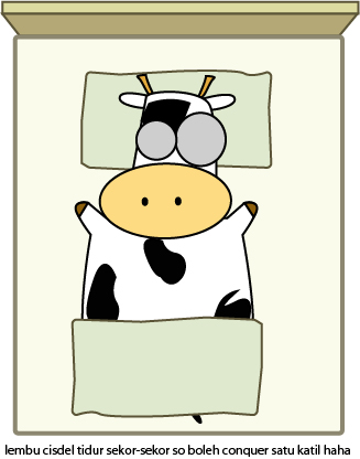 lembu cisdel tidur atas katil