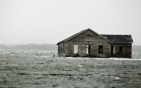 An abandoned home, inundated with water at Shinnecock Bay in Southampton, New York, on October 29, 2012. (Reuters/Lucas Jackson)